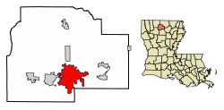 Lincoln Parish Louisiana Incorporated and Unincorporated areas Ruston Highlighted